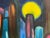 Mid-Century Modern Mid Century Abstract Cityscape Painting Oil on Board For Sale - Image 3 of 6