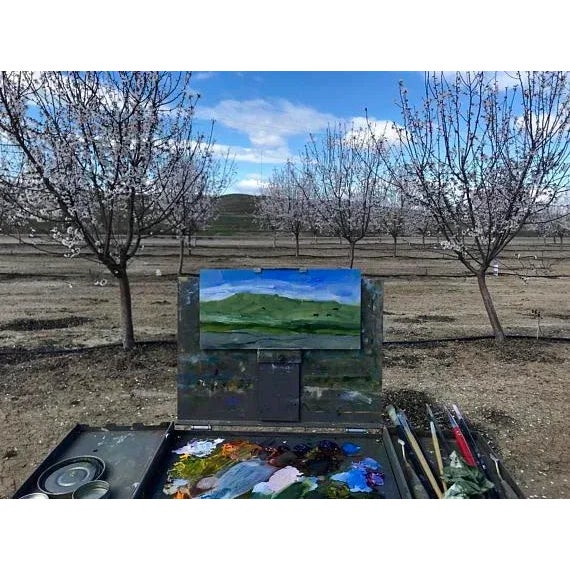 Blue Yolo County Cows Plein‑Air Landscape Original Oil by L Haas For Sale - Image 8 of 9