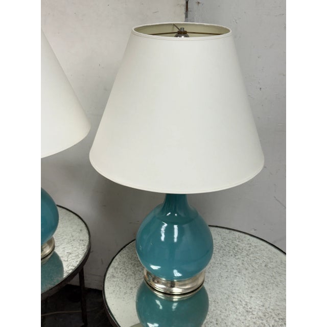 Christopher Spitzmiller Cameron in Hydrangea Table Lamps, Pair For Sale - Image 9 of 12