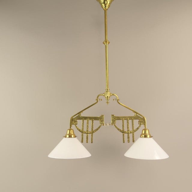Art Deco Viennese Brass Hanging Lamp, 1920s For Sale - Image 4 of 18