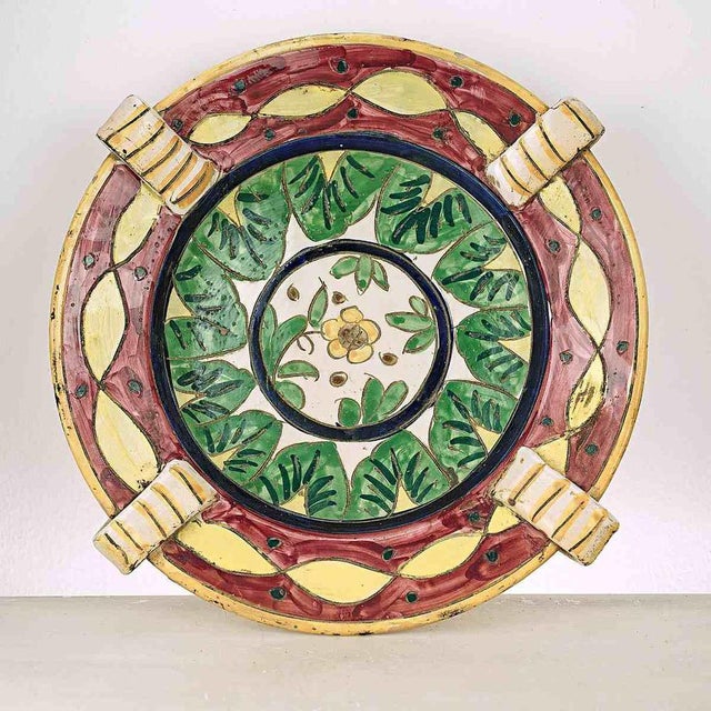 Brown Antique Italian Terracotta Dish with Flower Decor For Sale - Image 8 of 8