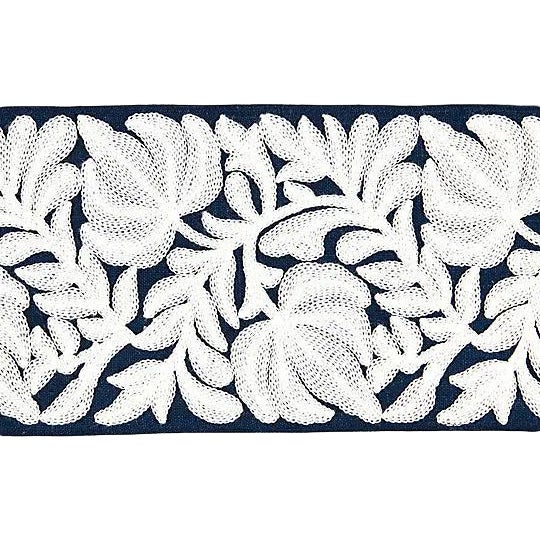 Sample, Scalamandre Coventry Embroidered Navy Tape For Sale