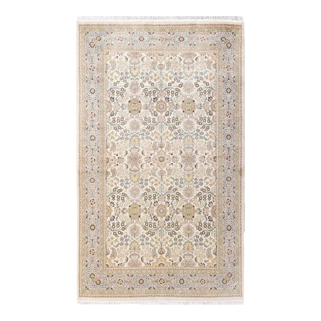 Mogul, One-of-a-Kind Hand-Knotted Area Rug in Ivory, 4' 1" x 6' 5" For Sale