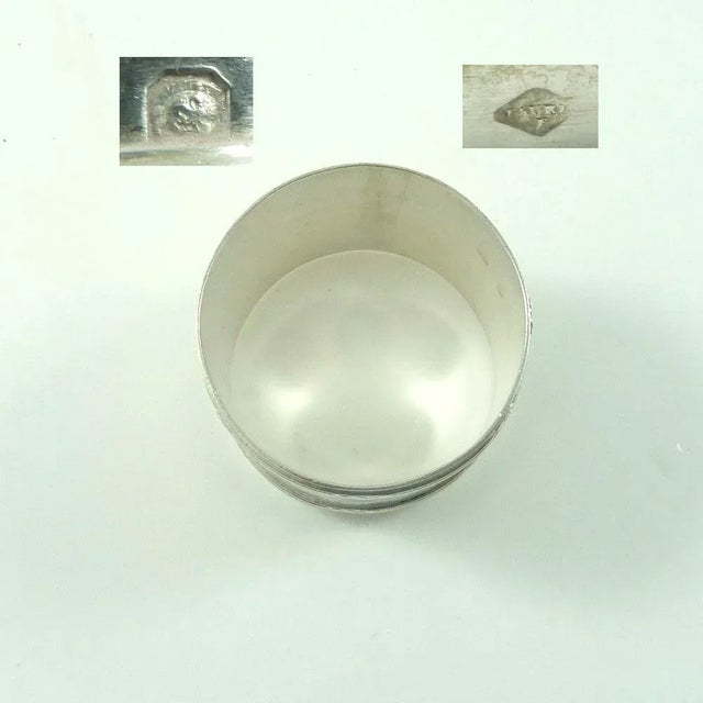 French Sterling Silver Napkin Ring, Antique Circa 1900, Cross Ribbons Motif, Monogrammed "Fm" For Sale - Image 6 of 6