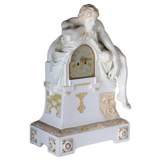 Art Nouveau Mantel Clock with Enamel and Soft Painting, 1902 For Sale
