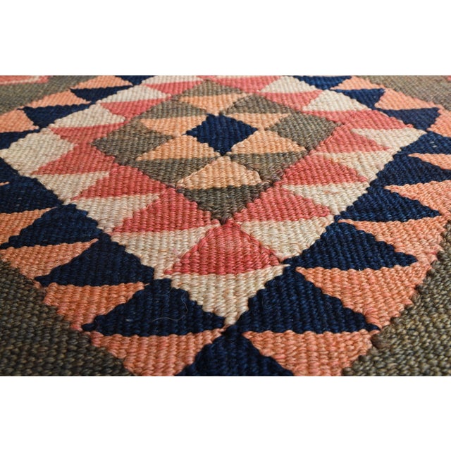 Textile 1970s Vintage Handmade Wool Cotton Pink Runner Rug For Sale - Image 7 of 11