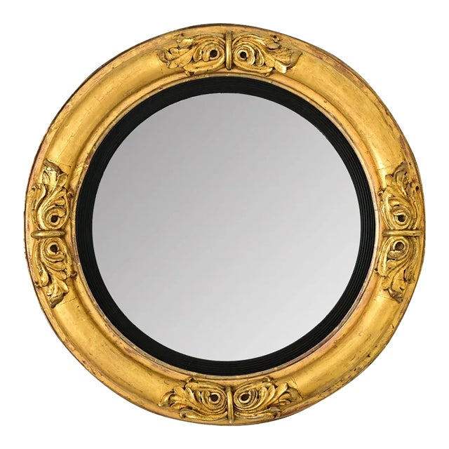 English 19th Century Giltwood Convex Mirror For Sale