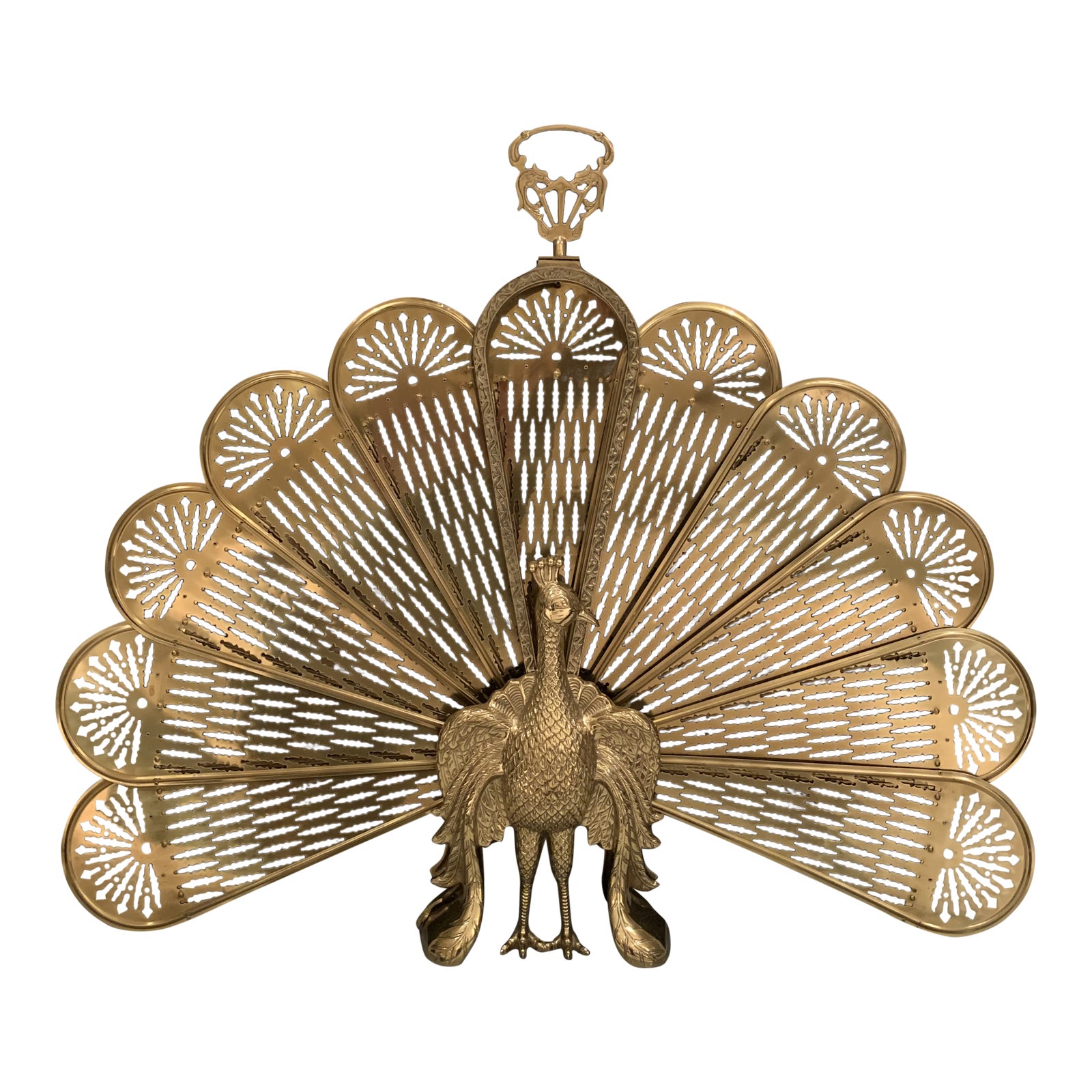 Vintage Brass Peacock Fireplace Screen Chairish