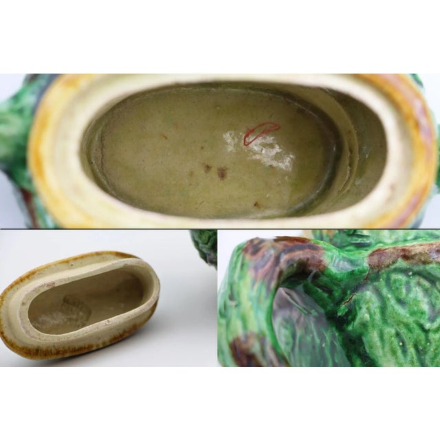 1900s Portuguese Palissy Ware Faux Bois Hunting Tea Pot, Antique For Sale - Image 10 of 13