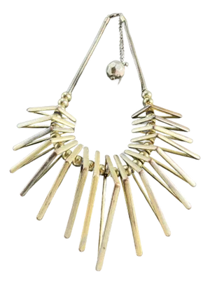 1970s Italian Brass Spike Brutalist Statement Necklace
