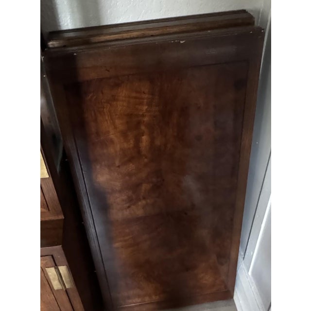 Beautiful Campaign Dining Room Table with 2 Leafs and Felt Protector Pads. With Brass Accents. We are moving/downsizing....