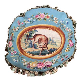 Large Wool & Silk Tapestry Pillow – Les Fables De La Fontaine For Sale