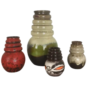 Vintage Pottery Fat Lava Vienna Vases from Scheurich, Germany, Set of 4