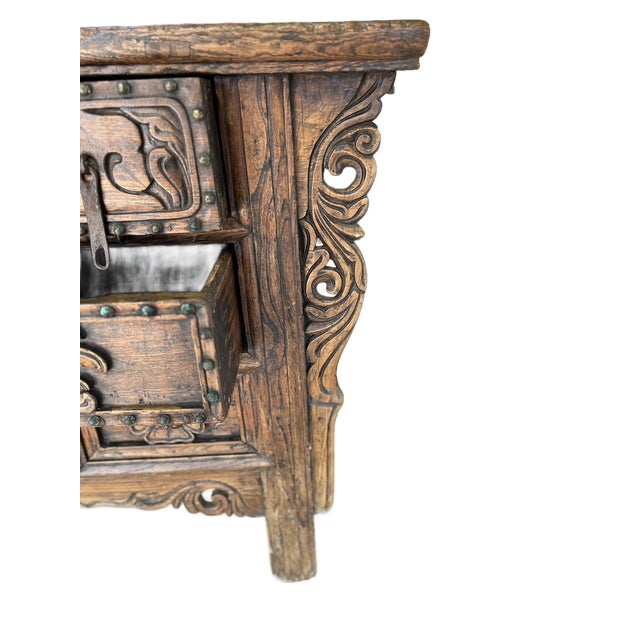 Brown Antique Altar Coffer/Cabinet From Shanxi Province For Sale - Image 8 of 9