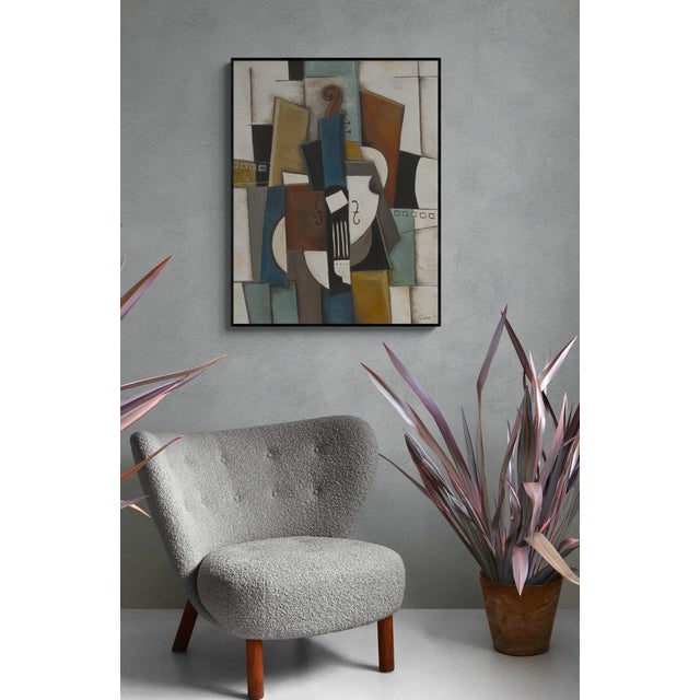 "Blue Violin" /Cubist Oil Painting/ by Trish Toro, Framed For Sale - Image 9 of 9