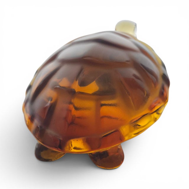 Lalique Lalique France Tortue Caroline Amber & Satin Crystal Turtle Figurine For Sale - Image 4 of 12