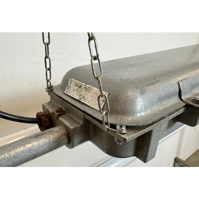 Industrial Grey Hanging Tube Light from Polam Gdansk, 1970s For Sale - Image 9 of 14