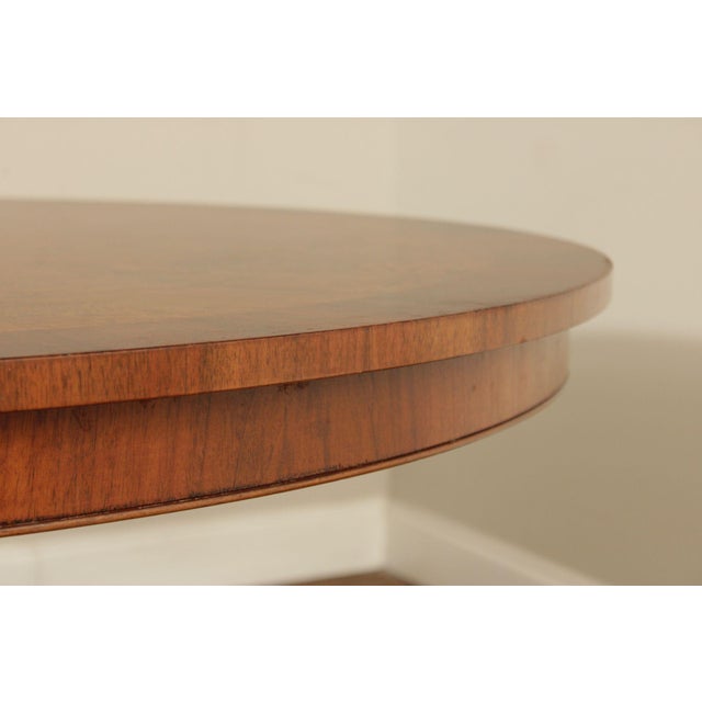 Late 20th Century Italian Made Empire Style Round Burlwood Pedestal Center Table For Sale In Philadelphia - Image 6 of 18
