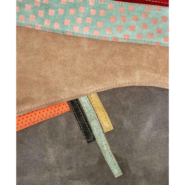 Tan Giorgio Saporiti Leather Patchwork Tapestry, 1991 For Sale - Image 8 of 10
