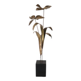 Brutalist Torch Cut Metal Flower After Jere C. 1970's For Sale