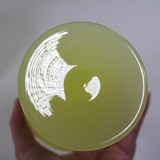 1930s Rare French Yellow Opaline Water Goblets Attributed to Portieux Vallerysthal - Set of 2 For Sale - Image 12 of 12