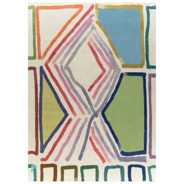 Modern Geometric Art Deco Hand-Knotted Rug by Doris Leslie Blau For Sale