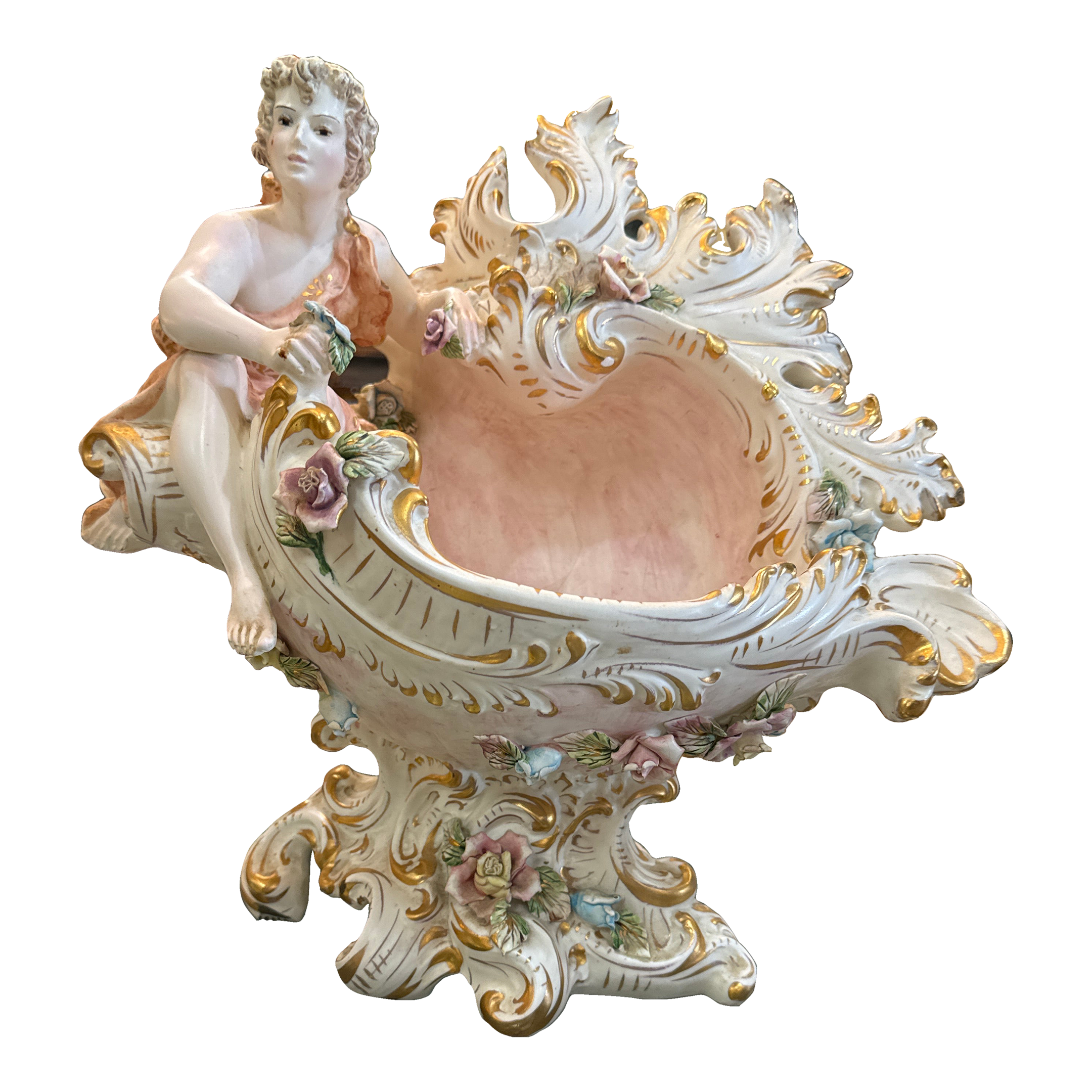 capodimonteカポディモンテ　Bedin『春の訪れ』イタリア　高29cm antique-capodimonte-style-