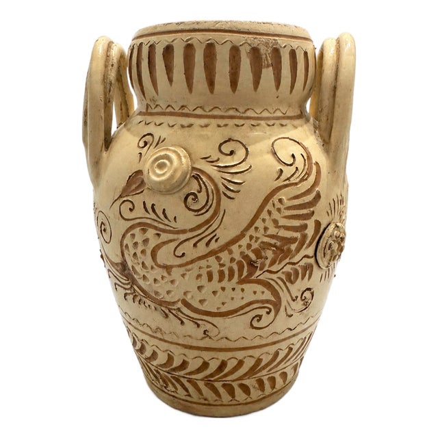 Mid-Century Modern Sgraffito Griffin Amphora Vase by Fratelli Fanciullacci, 1950 For Sale