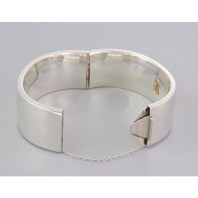 Mid 20th Century Mid 20th Century Tiffany & Co Sterling & 18k Gold Wide Key Lock Bangle Bracelet For Sale - Image 5 of 6