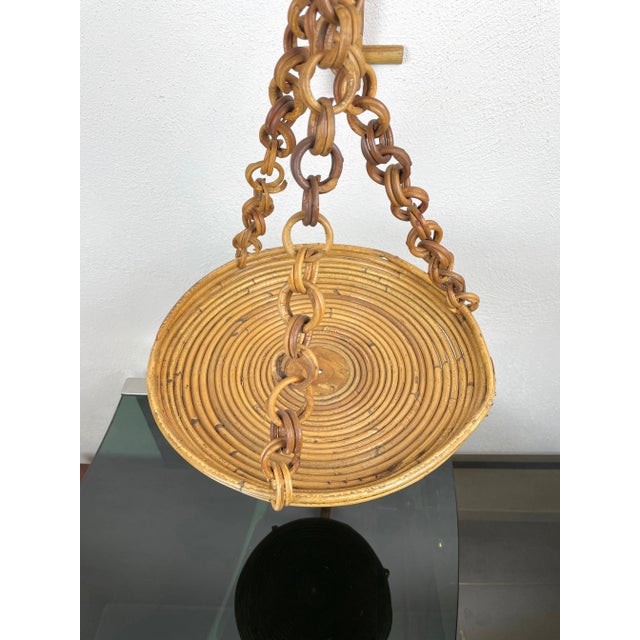 Rattan & Bamboo Wall Stand Flower Plant Holder, Italy, 1960s For Sale - Image 12 of 15