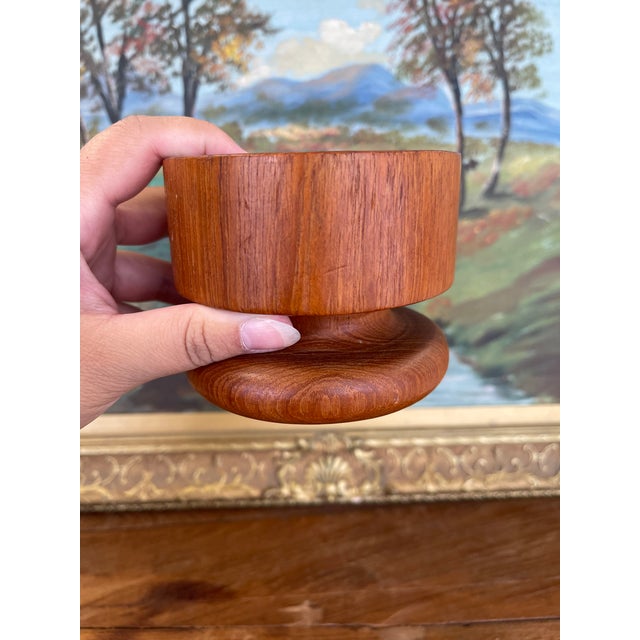 Vintage Kalmar Teak Wood Candle Holder or Vessel Base, Made in Thailand. For Sale In Seattle - Image 6 of 10