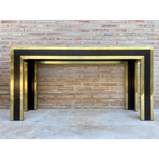 Late 20th Century Gilt Metal and Wood Console Table with Glass Top For Sale - Image 18 of 18
