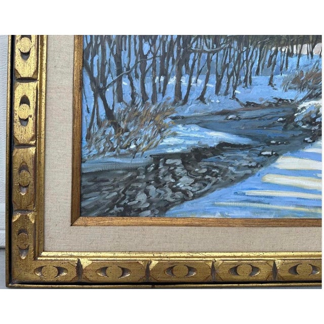 Large Framed Winter Landscape Monica Cascio Oil Painting “Dalton’s Creek” Texas For Sale - Image 11 of 18
