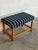 1970s Blue Striped Upholstered Oak Ottoman Danish Mid-Century Modern 1970s For Sale - Image 5 of 9
