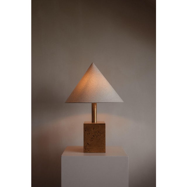 Beige Modern Burl Wood Table Lamp, 1970s For Sale - Image 8 of 10