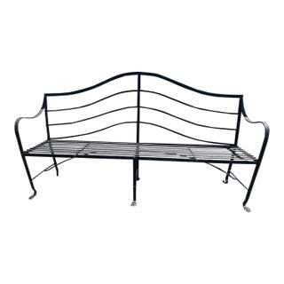 Large Custom Hand Wrought Iron Lutyens Garden Bench For Sale