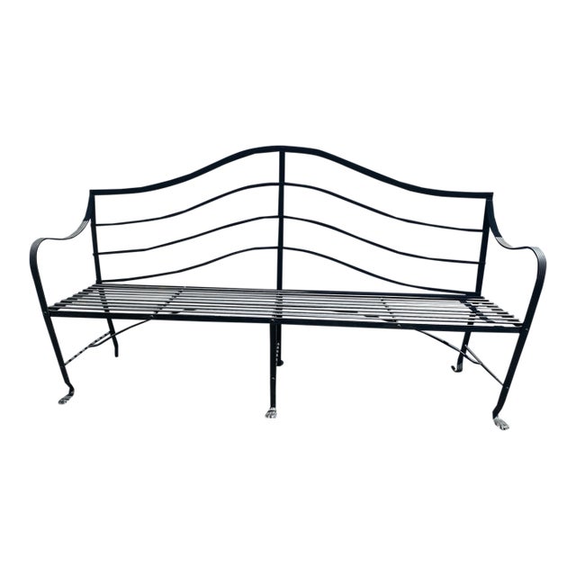 Large Custom Hand Wrought Iron Lutyens Garden Bench For Sale