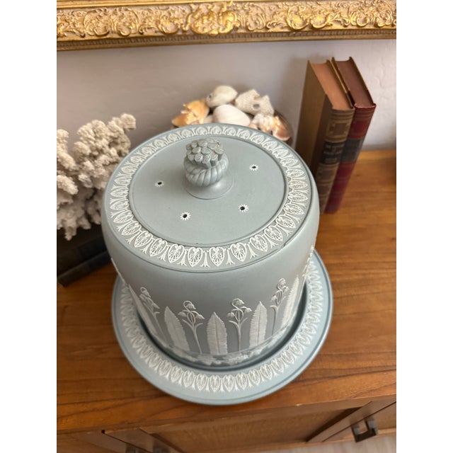 Early 20th Century Antique James Dudson Jasperware Cheese Dome With Underplate – Mint Jasperware Relief Stoneware Cloché For Sale - Image 5 of 9