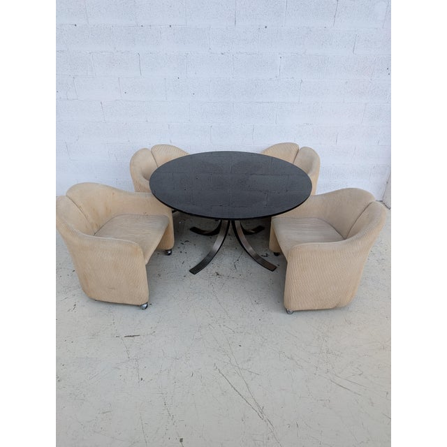 T69 Table by Osvaldo Borsani and Four Wheeled Chairs by Eugenio Gerli for Tecno, 1960s, Set of 5 For Sale - Image 11 of 17