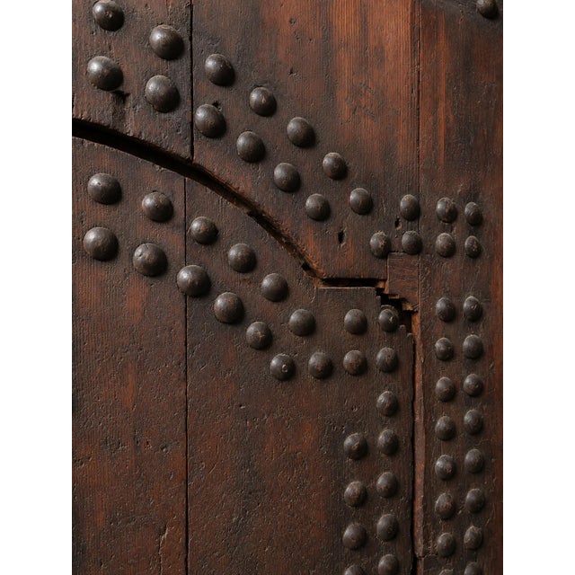 Wood Monumental 19th-Century Moroccan Moorish Studded Wood Riad Door For Sale - Image 7 of 15