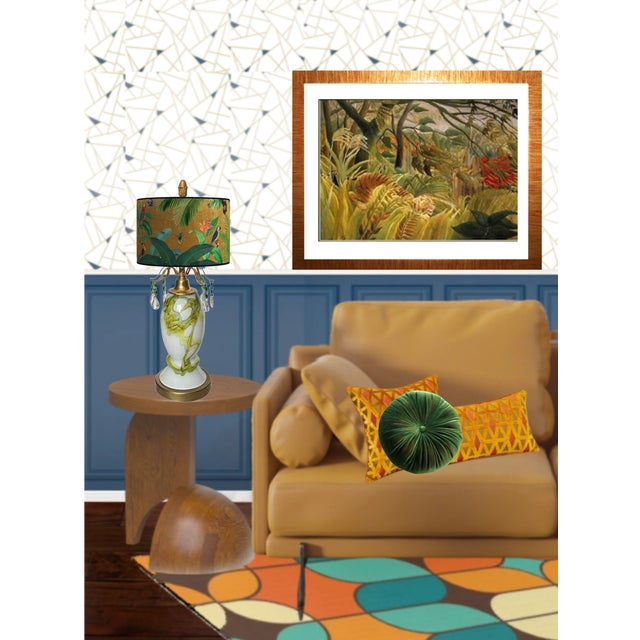 Green Polish Art Glass Green White Table Lamp For Sale - Image 8 of 12