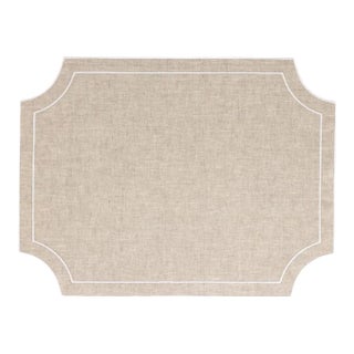 VIETRI Tessuti Natural Rectangular Placemats with White Stitching - Set of 4 For Sale