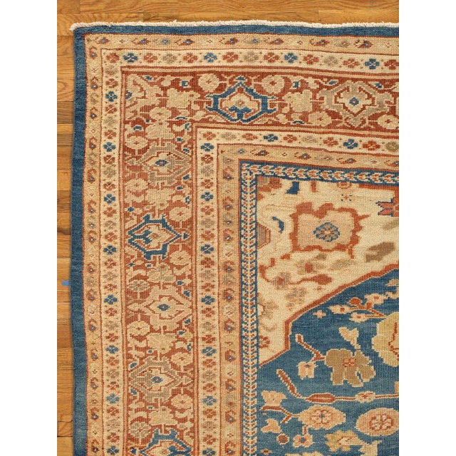 Antique Persian Sultanabad Carpet, Handmade Oriental Rug, Light Blue, Terracotta For Sale - Image 13 of 18