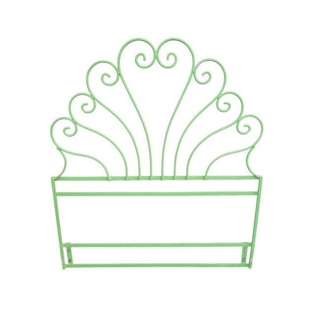 Hollywood Regency Vintage Iron Bright Green Scroll Palm Beach Regency Twin Size Headboards- A Pair For Sale - Image 3 of 8