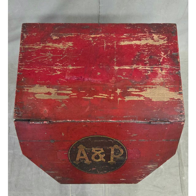 Antique A&p Tea Bin, Wood With Red Paint, Country Style, Circa 1920 For Sale - Image 4 of 15