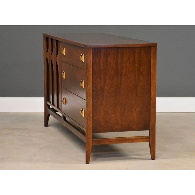 Mid-Century Modern 1960s Refinished Broyhill Brasilia 54” Walnut Dresser Credenza For Sale - Image 3 of 11