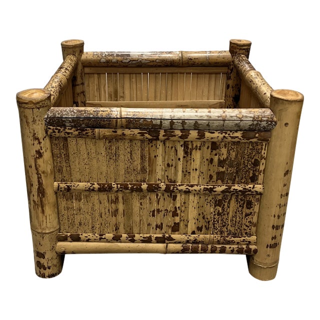 Large Square Rattan Bamboo Box Planter For Sale