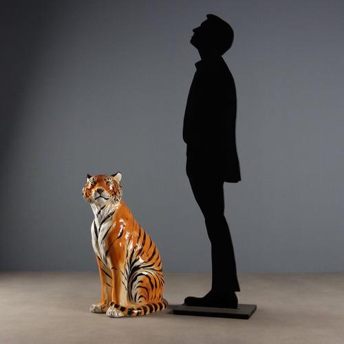 Ceramic tiger decorated with polychrome enamels. Engraved "Made in Italy" mark. This piece is attributed to the mentioned...