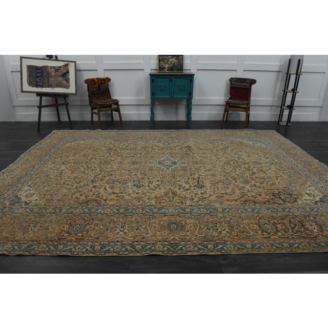 1970s Vintage Persian Handknotted Wool Orange Oversize Area Rug For Sale - Image 9 of 11