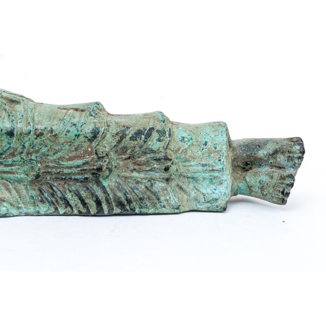 Thai Bronze Reclining Buddha Sculpture With Verdigris Patina For Sale In Portland, ME - Image 6 of 10